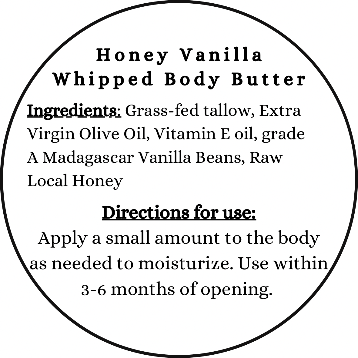 Honey Vanilla Whipped Tallow Body Butter